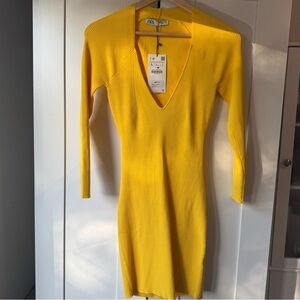 Zara Vibrant Yellow Knit Dress